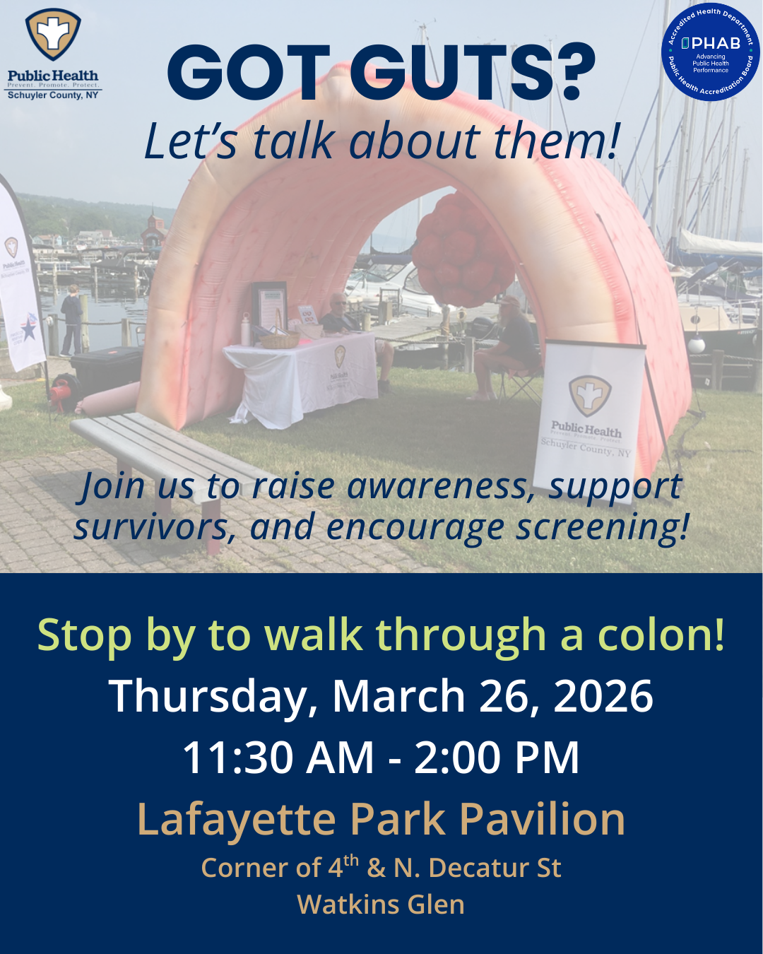 Flyer with colorectal cancer awareness event information